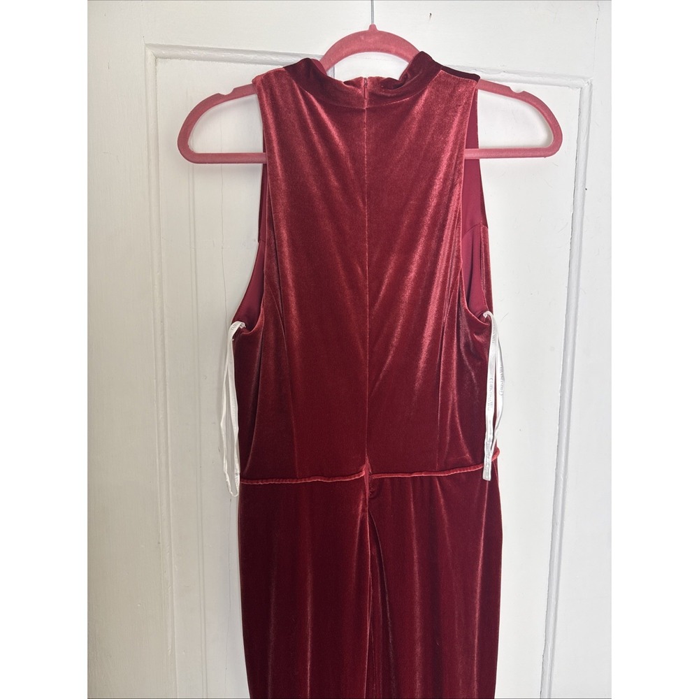 Christina Wu Celebration Burnt Orange Velvet V-Neck Maxi Formal Dress Size 10 - Picture 9 of 10